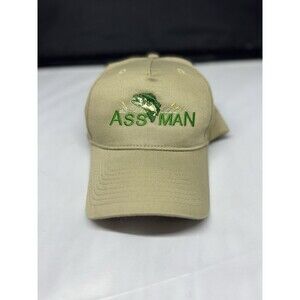 Funny Fishing Hat “Assman” Snapback Adjustable Brown Novelty Logo